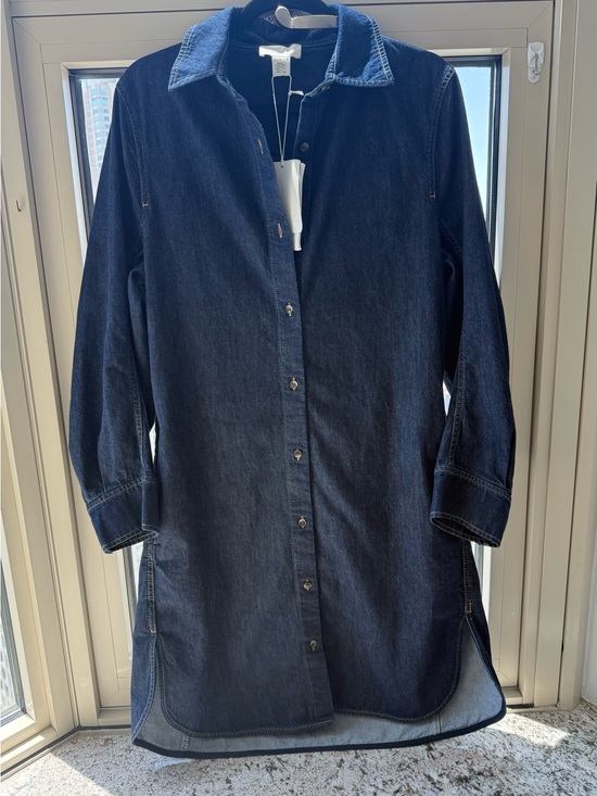 COS Dresses & Skirts - NWT COS Dark Indigo Long Sleeve Denim Shirt Dress in 100% Cotton - 8